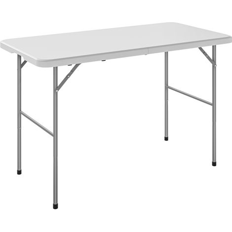 Tavolo da Campeggio Pieghevole 120x60x74 cm a 2 Altezze con Maniglia in HDPE Bianco (1/5)