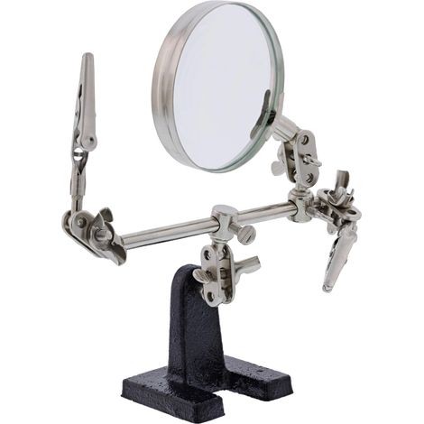 InLine® Terza mano con lente d'ingrandimento e morsetti a coccodrillo, ingrandimento 2,5x, per modellismo, saldatura, lavoro preciso durante le riparazioni, supporto stabile, 43046I (1/3)