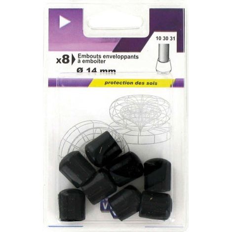 5 Tapones envolventes de plástico negro D.14mm Blíster de 8 - Vynex