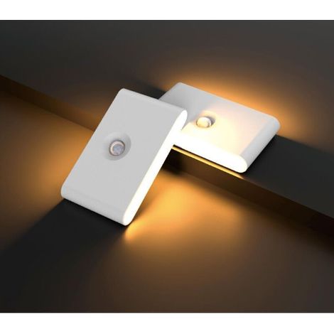 Lot de 2 Veilleuse LED à détecteur de mouvement, Lampes de placard LED, Lampes à induction rechargeables USB, Lampe à induction LED magnétique pour chambre, salle de bain, cuisine, couloir, escaliers. (1/4)