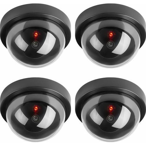 Caméras factices, Fausse de Sécurité Caméra Dôme CCTV avec LED Clignotant Lumière pour Les Entreprises Magasins Accueil, Usage Intérieur Extérieur (4 Pack) (1/5)