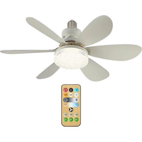 Ventilateur de plafond avec télécommande LED multicolore et intensité variable pour chambre d'enfant ou chambre à coucher (1/5)