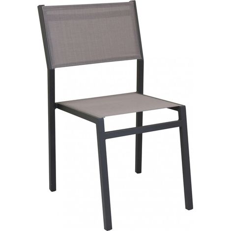 Sedia impilabile senza braccioli da esterno con struttura in alluminio e schienale in textilene Avana - White (1/5)