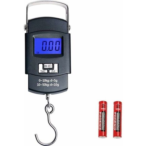 Elektronische Angelwaage, Angelwaage 55 kg, hintergrundbeleuchteter LCD-Bildschirm, tragbare elektronische Digitalwaage, 2 AAA-Batterien im Lieferumfang enthalten, Küchenzubehör