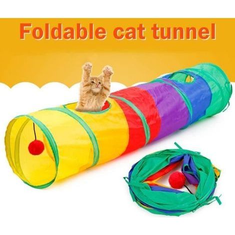 Tunnel amusant pour chat et chien pour animaux de compagnie 2 trous Tube de jeu Tube de tunnel de jeu pliant SD1005 (1/3)