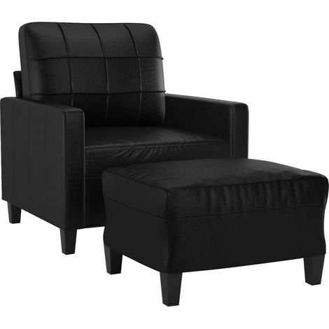 Fauteuil avec repose-pied Noir 60 cm Similicuir vidaXL (1/5)