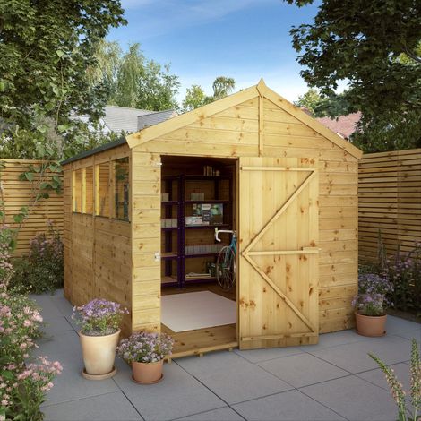 10 x 8 Feet Shiplap Apex Shed - Timber - L296.6 x W250.4 x H235.6 cm - Brown (1/5)