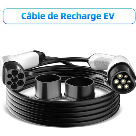 Jatrhg – Câble de recharge voiture électrique 22KW 10M 32A triphasé Type 2 à Type 2 – TPU léger – Compatible bornes publiques et véhicules hybrides