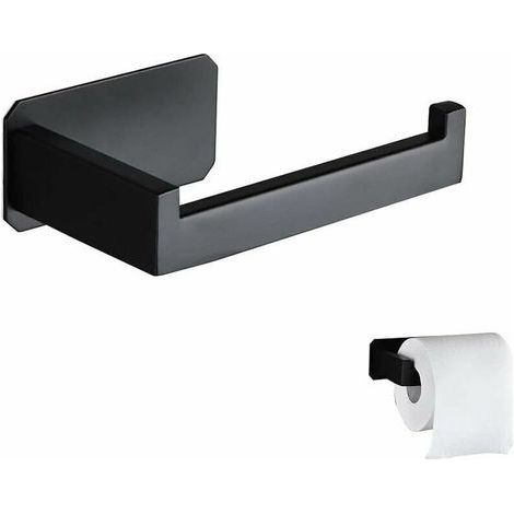 Porta carta igienica in acciaio inox, dispenser originale da parete, non richiede foratura, nero, porta carta igienica con adesivo 3M per decorazione bagno, accessorio per WC, accessorio per cucina (1/5)