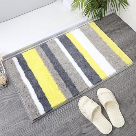 Alfombrilla de baño antideslizante, ultrasuave, absorbente y gruesa, lavable a máquina, fabricada en microfibra, color amarillo, 60 x 90 cm.