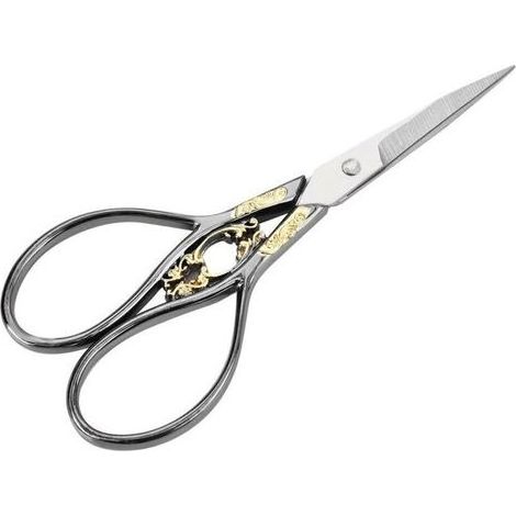 Ciseaux Antique,Ciseaux en Acier Inoxydable de Style Vintage Point De Croix Ciseaux Ménage BRICOLAGE À Coudre Accessoires (Black With Gold Pattern)