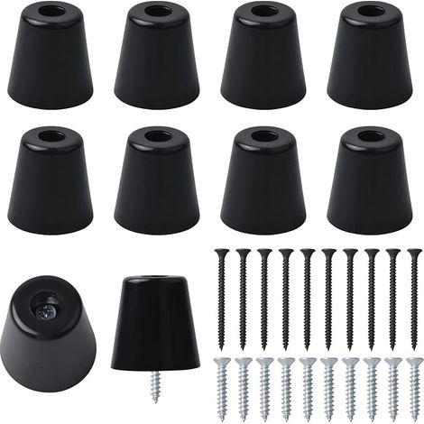10pcs Pieds en Caoutchouc avec 20 Vis, Pieds en Meubles Ronds Noir, Patins de Chaise a Visser Antidérapant, Rubber Feet avec Rondelle Acier Inox pour Planches à Découper Cabinet, 40x28x40mm (1/5)