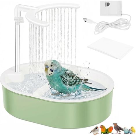 Douche pour oiseaux, Bain automatique pour oiseaux, Douche pour perruches, Baignoire Automatique Oiseaux avec circulation de l'eau, Bird Shower Bath pour inséparables, perruches, oiseaux domestiques