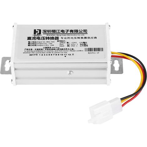 GARRYFIZH Transformateur adaptateur convertisseur DC 36V-72V vers 12V 10A 120W pour scooter électrique (1/5)