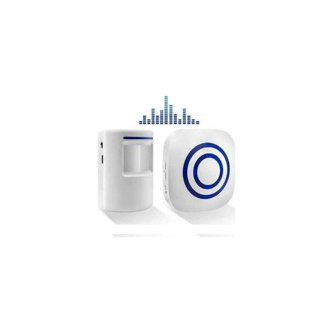 Sonnette sans Fil Kit de Carillon de Porte Electrique avec 1 Récepteur et 1 Détecteur de Mouvement PIR Capteur Alerte Visiteur Alarme de Sécurité avec 38 Mélodies au 3 Niveau Volumes