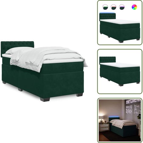 Letto a molle - vidaXL Giroletto a Molle con Materasso Verde Scuro 90x200 cm Velluto - Letto con testiera
