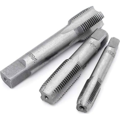 Taraud BSP - Filetage 55 Degrés G1/8 G1/4 G3/8 G1/2 G3/4 - Pour Réparation Tuyaux et Tubes Métalliques - Lot de 5 Pièces (1/5)