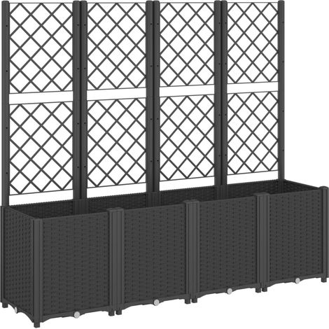 Maison Exclusive - Pflanzkübel mit Rankgitter Schwarz 160x40x140