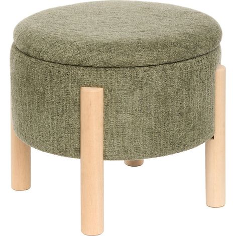 Tabouret coffre Elki D45,5 cm chenille kaki Atmosphera (1/5)