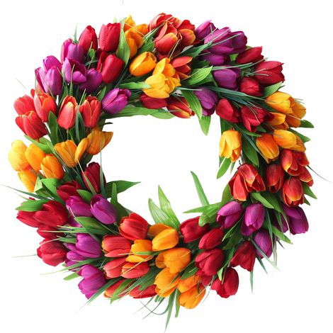 Guirlande De Tulipes - Guirlande En Fleurs Artificielles 50 Cm - Pour Porte D'Entrée Fenêtre Mur Mariage Saint-Valentin Printemps - 1 Pièce (1/5)