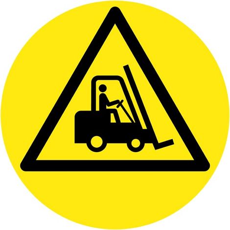 Floor sign - attention forklifts - 43 cm diameter robust anti-slip PVC (1/2)