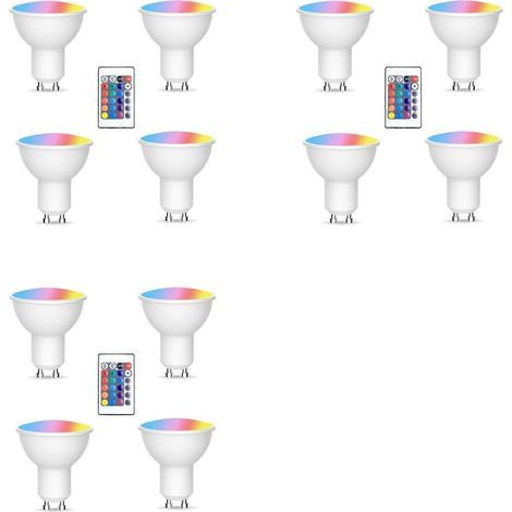 12 GU10-Glühbirnen und 3 Fernbedienungen mit Speicherfunktion, 17 wählbare Farben, Spotlicht, 4 dynamische Lichtmodi (1/5)