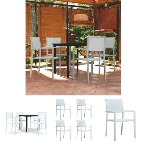 Gartenstühle - vidaXL 5-tlg. Garten-Essgruppe Weiß - Gartenstuhl (1/5)