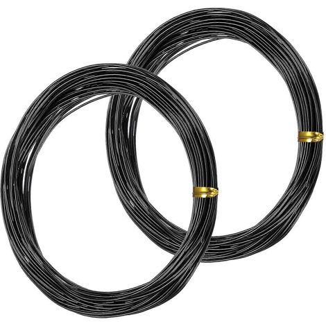 2 rouleaux de fil de palissage pour bonsaï de 1 mm, 19,9 m (65,6 pieds) chacun, en aluminium anodisé noir (10 m [32,8 pieds]). (1/5)