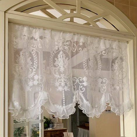 Tenda divisoria corta autoadesiva in pizzo (80x65 cm, non necessita di foratura). (1/5)