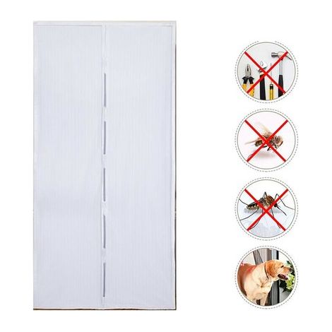 RIDEAU MOUSTIQUAIRE MAGNÉTIQUE AIMANTS INSECTES MOUCHES MOUSTIQUES MAISON 90X210CM BLANC