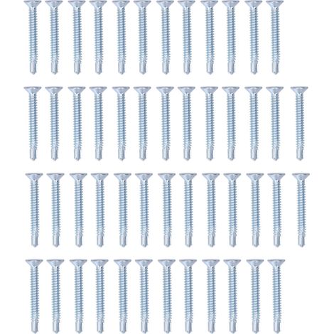 50 selbstbohrende Flachkopfschrauben 4,8 x 38 mm, verzinkter Kohlenstoffstahl, 50er-Packung für schnelle Befestigung
