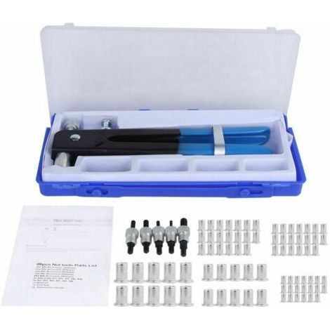 86-teiliges Handnietset für Muttern, Handnietzange, Gewindenieteneinsätze M3, M4, M5, M6, M8 für Autos, Anhänger, Schalttafeln und weitere Anwendungen (1/5)