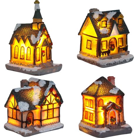 Village De Lumineux, 4 Pièces Village de Miniature LED - MMCD-ZGL-04998 (1/5)