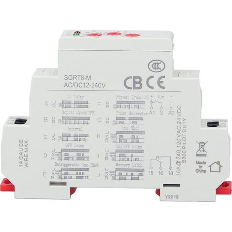 Relais intermédiaire à réponse rapide, sensible, avec indicateur lumineux, sur rail de guidage, relais auxiliaire 5 A/16 A, 12-240 V (1/5)