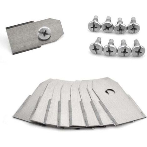 Bardusch-9 pièces, lames de machines de jardin, lames de tondeuse à gazon robot intelligentes, lames de tonte en acier inoxydable, 35 × 18 × 0,75 mm, argent, demi-lame avec vis demi-filetage (1/4)