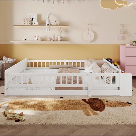 MEUBLIV Kinderbett 140x190 cm Weiß – offener Stauraum und Sicherheitsbarriere, ohne Matratze (1/5)