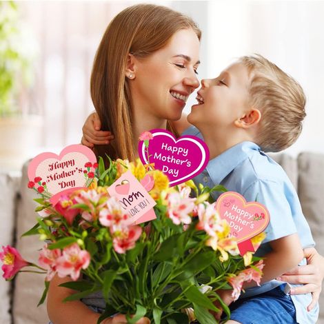 Ornement En Bois - Décoration Suspendue Pour Fête Des Mères - Motif Floral Avec Texte Inspirant - Lot De 24 Pièces (1/5)