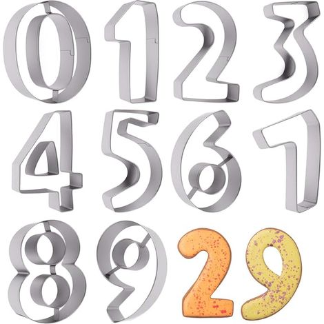 CCYKXA 10 Pieces Number Cookie Cutters Set Number Cutter 0-9 Numbers Easy to Release Sturdy and Durable for Biscuit Pastry Icing Cake Decorating DIY Baking