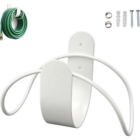 Support De Tuyau De Jardin En Acier Inoxydable Blanc, Support De Tuyau Mural, Enrouleur De Tuyau, Robuste, Cintre De Tuyau, Crochet Mural, Flexible Manager (1/5)