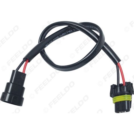 Adaptateur de câble d'alimentation double embout mâle-femelle pour phares automobiles HID 12 V (phares au xénon 9005/9006).