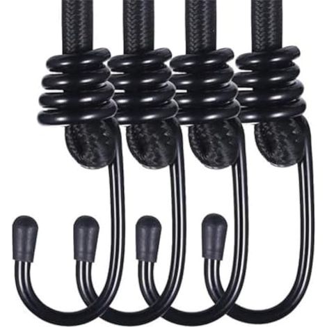 Lot de 10 tendeurs en caoutchouc extra-résistants avec crochets pour parasol, jardin, vélo, voiture, bâche (1/5)
