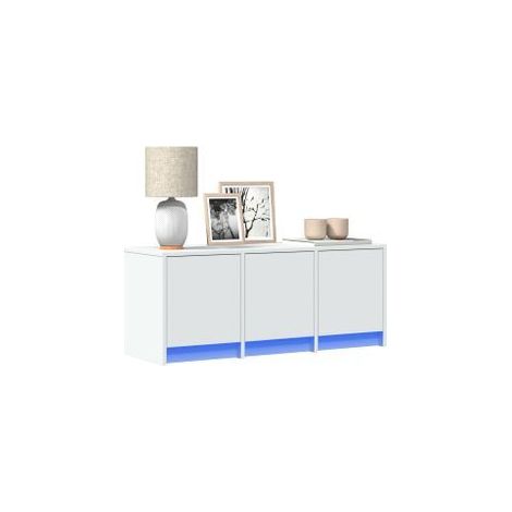 Meuble TV avec LED blanc 97x34x40 bois d'ingénierie (1/5)