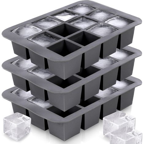 Molde de silicona para cubitos de hielo, 19,5 x 14 x 4 cm, 3 unidades. (1/5)
