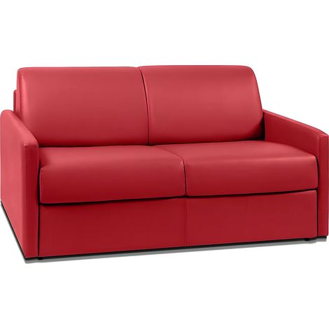 Divano letto 2 posti a ribalta in similpelle Rosso - Larghezza Materasso 120 cm - Spessore da 18 cm - CALIFE (1/3)
