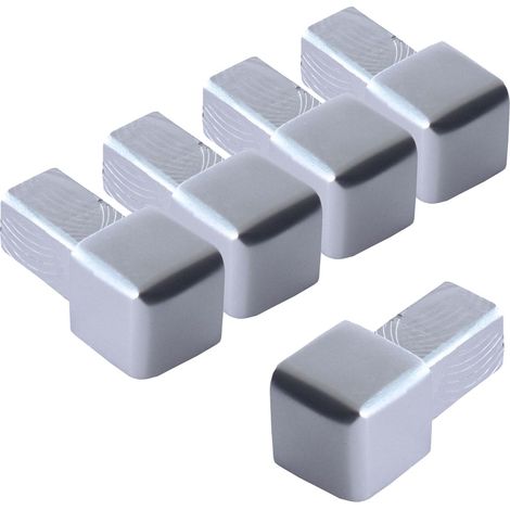 Dalsys Embout pour rail de carrelage, profilé carré en aluminium (anodisé), profilé de carrelage - Chrome brillant 8mm, 5 pièces (1/3)