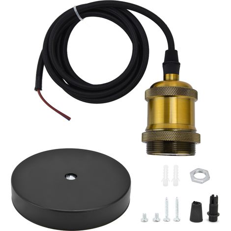 Kit de Suspension Rétro avec Douille Dorée pour Lampes DIY - Cordon et Prise Inclus