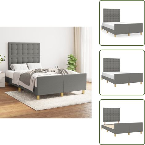 Cama con cabecero - vidaXL Estructura de cama sin colchón tela gris oscuro 120x200 cm - Cama gris oscuro