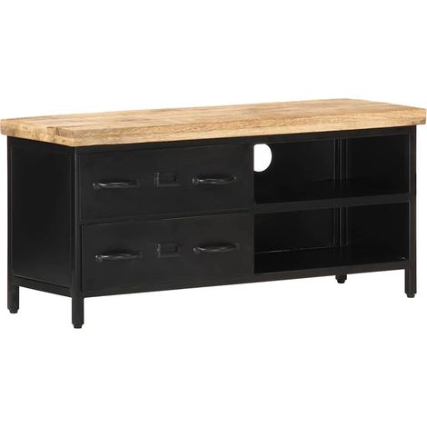 vidaXL Meuble TV 90x30x41 cm Bois de manguier brut (1/5)