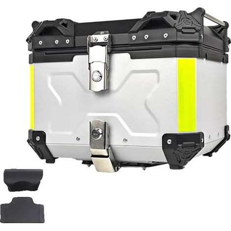 Baúl para motocicleta, impermeable, con cerradura antirrobo y grabado en forma de X plateada. (1/2)