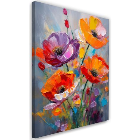 Tableau déco Fleurs de coquelicots peintes en couleur 60x90 (1/5)